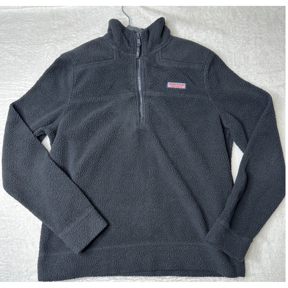 Vineyard Vines Fleece Pullover Mens Small Gray Quarter Zip Sherpa Logo